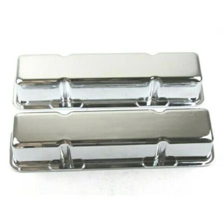 Absurdo Tall Aluminum Smooth Valve Cover without Hole for 1958-1986 SBC, Chrome AB2194259